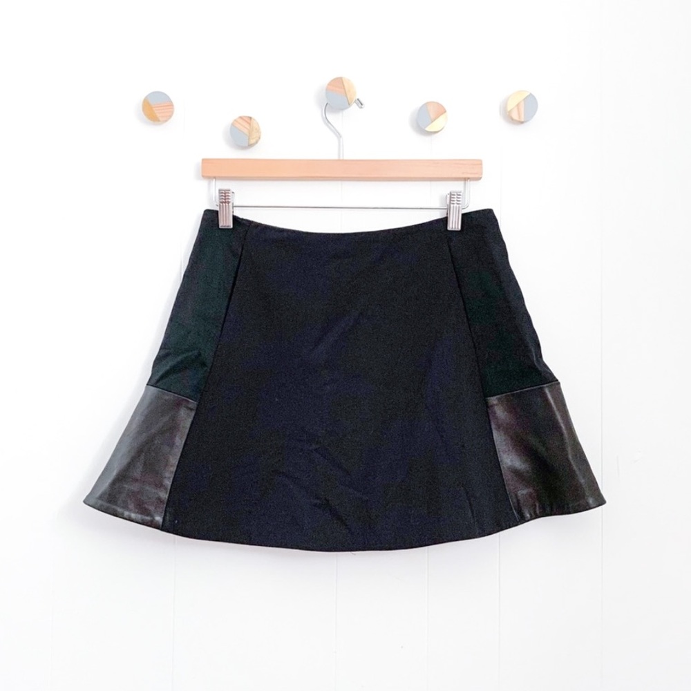 Rag & Bone Montrose Mini Skirt Black Mixed Media Leather Panels